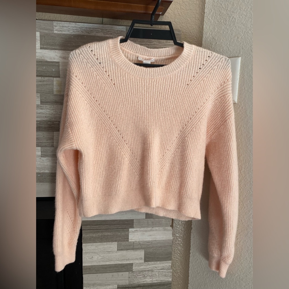women fuzzy long sleeve crop sweater